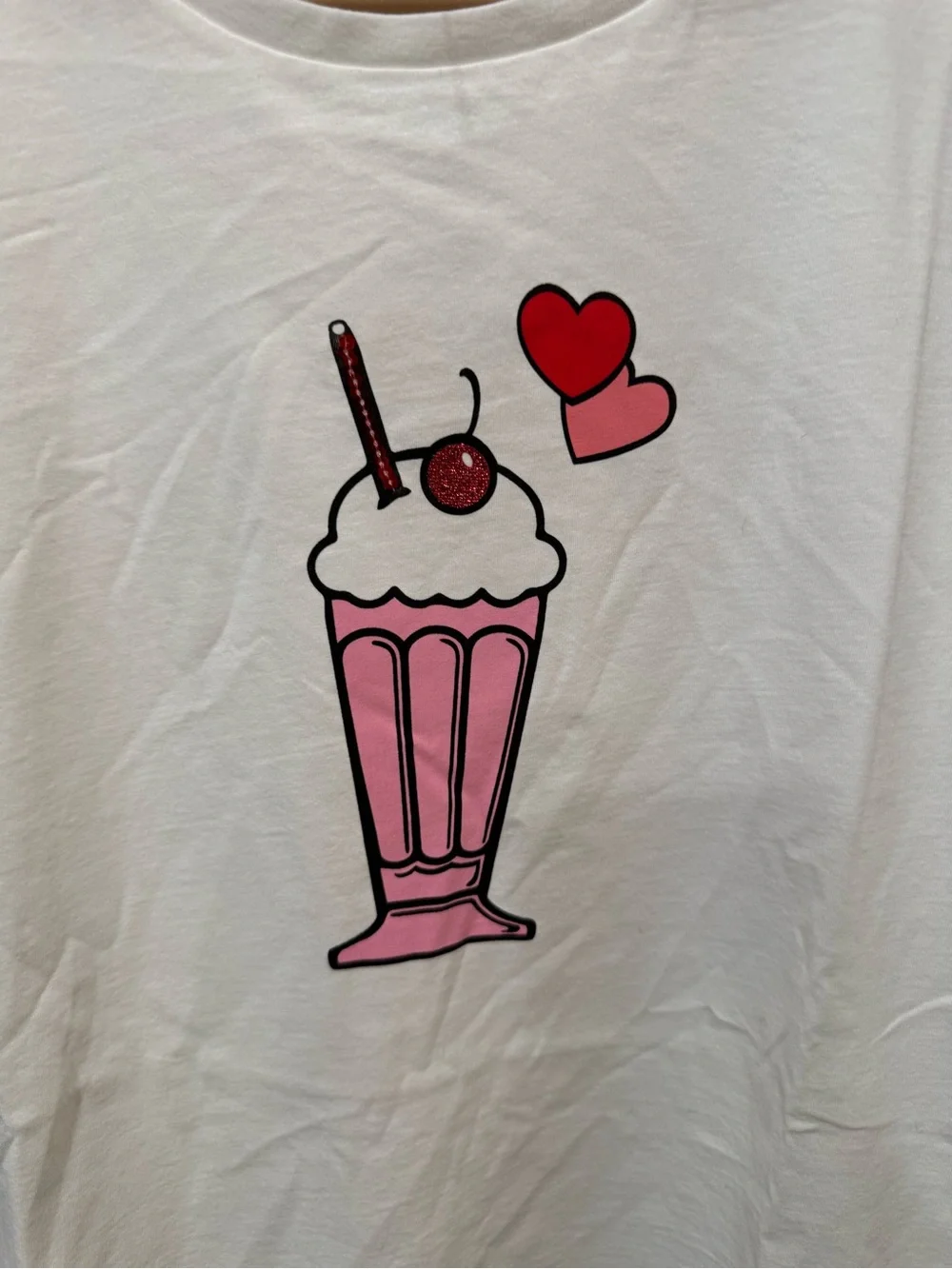 Kate Spade white t shirt, Milkshake Graphic Small